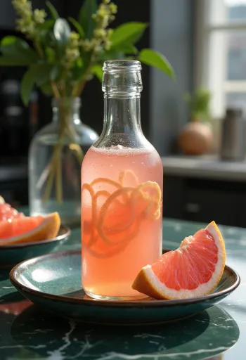Probiotikus grapefruit kombucha, friss citrusos ízzel, szűrve és palackozva
