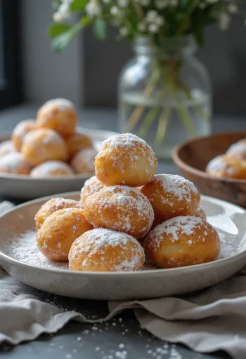 Smoutebollen belga fánk tálalva