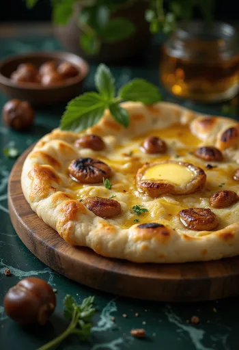 Sült gesztenyés naan kenyér tálalva