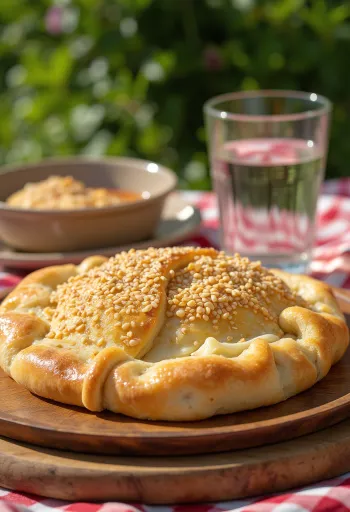 Szezámmagos calzone frissen sütve