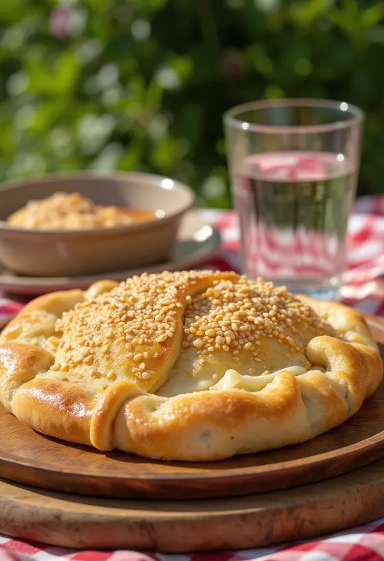 Szezámmagos calzone frissen sütve