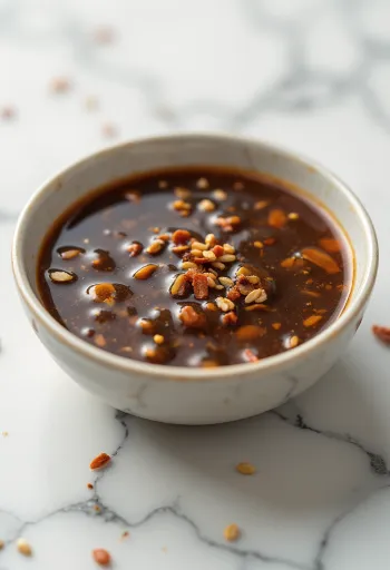 Szezámos chili gyömbérszósz tálalva