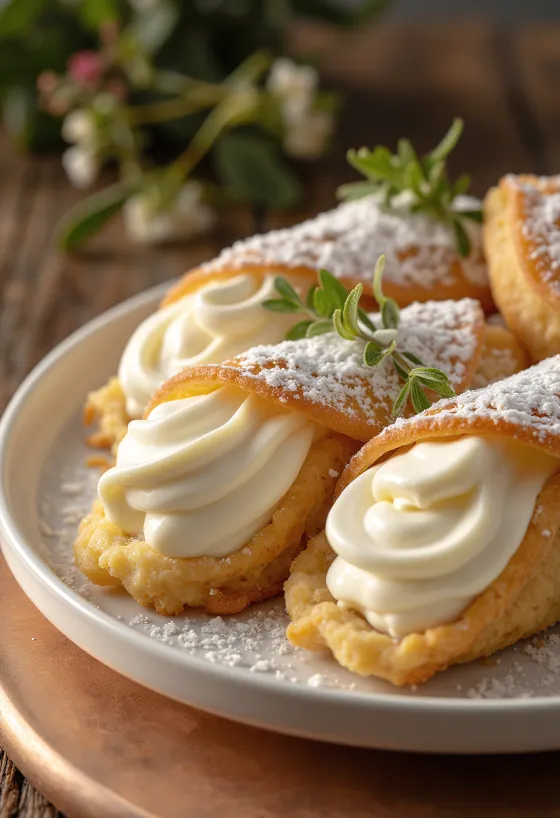 Vaníliás cannoli tálalva