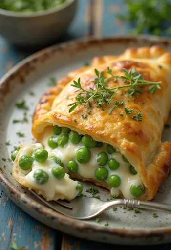 Zöldborsós calzone aranybarnára sütve