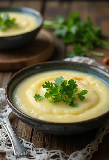 Chawanmushi korianderrel tálalva, szezámmaggal és friss zöldhagymával