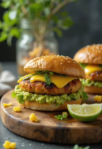Csirkés-avokádós hamburger grillezett csirkével