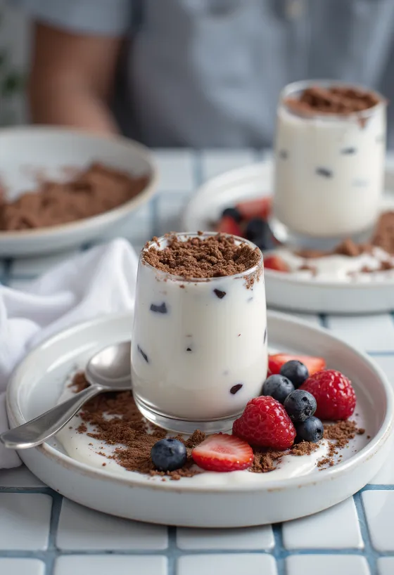 Csokidarabos panna cotta pohárban