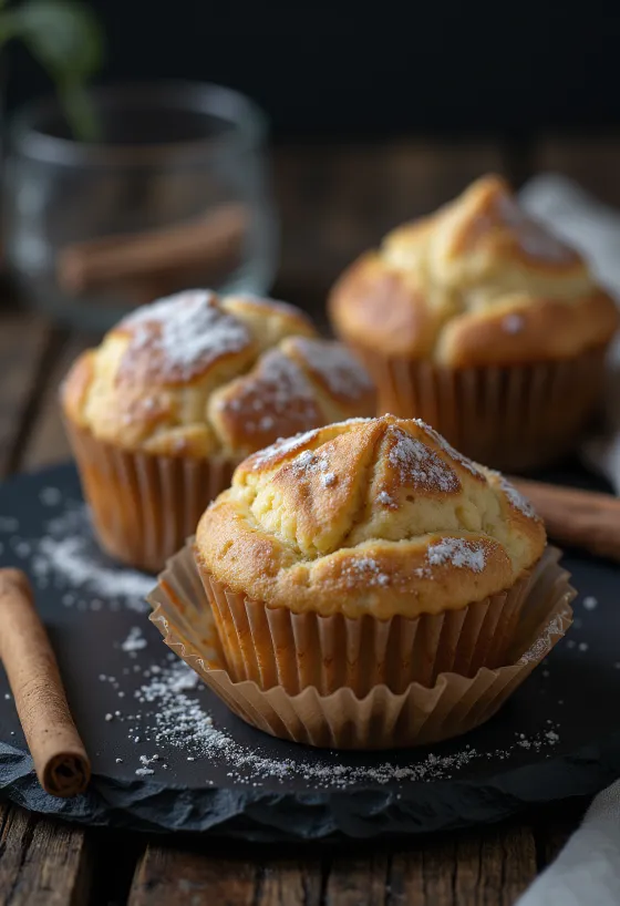 Fahéjas-vaníliás muffin tálalva