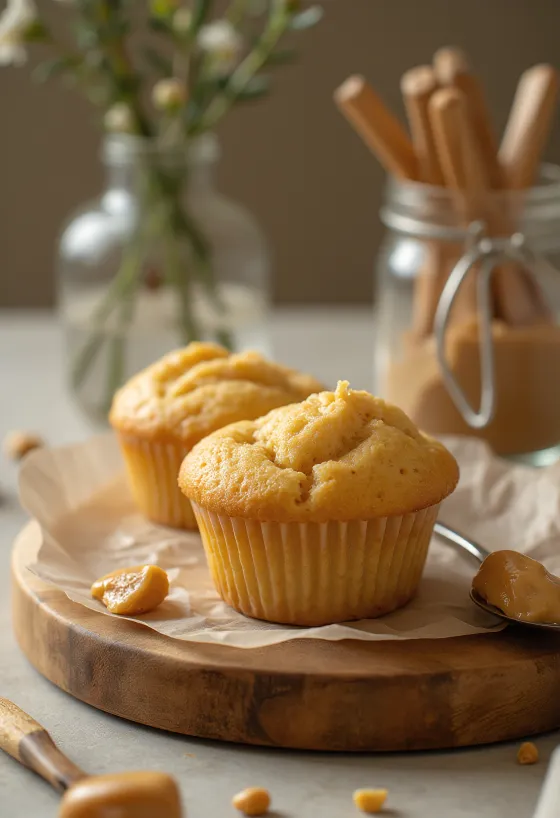 Földimogyoróvaj Cupcake tálalva