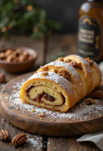 Grillázsos Stollen szeletek tálalva