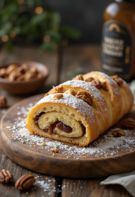 Grillázsos Stollen szeletek tálalva