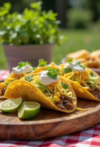 Húsos taco zöldségekkel tálalva