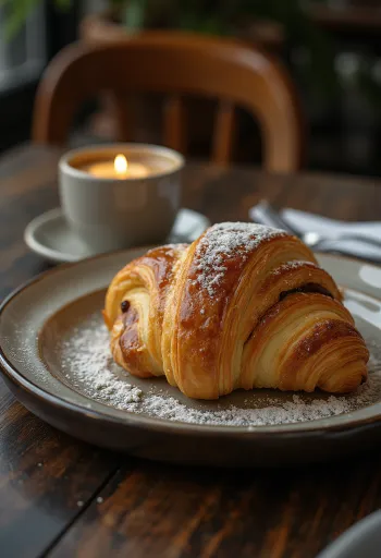 Kávébabos croissant tálalva