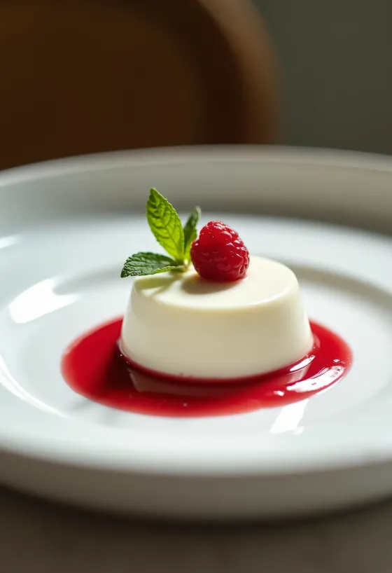 Fehér keto vaníliás panna cotta tányéron tálalva