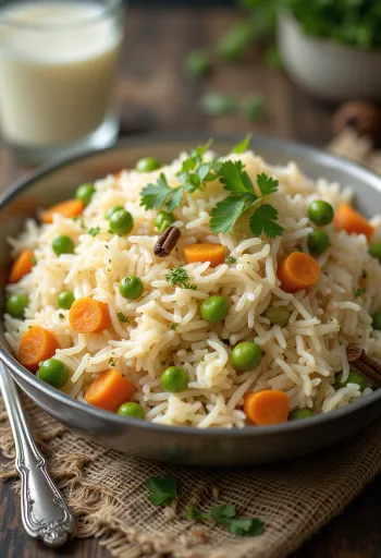 Klasszikus Pulao tálalva