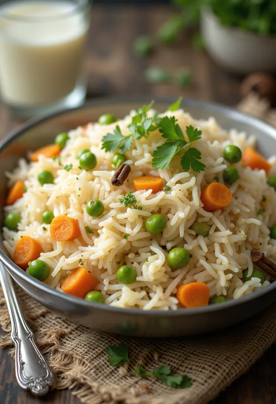 Klasszikus Pulao tálalva