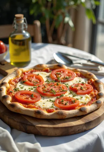 Pizza al Pomodoro Fresco friss paradicsommal és mozzarellával