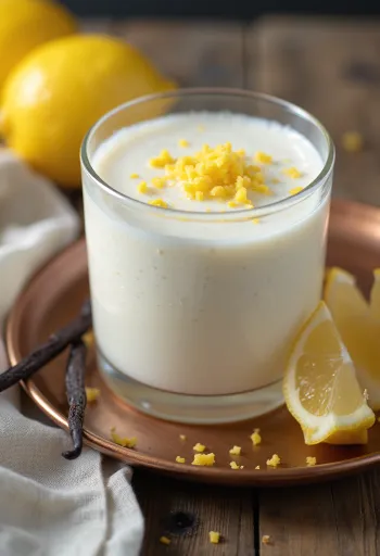 Probiotikus túrós kefir poharakban, citromhéjjal díszítve