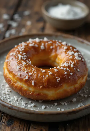 Soft Pretzel Doughnut tálalva durva sóval