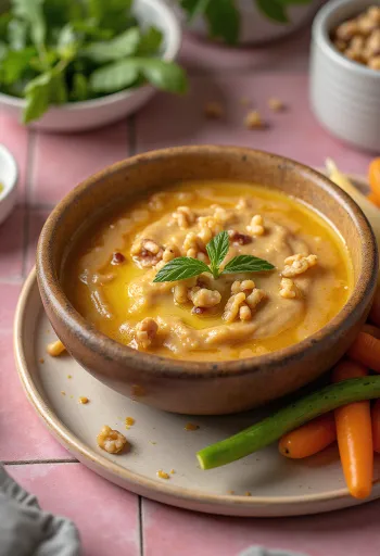 Bagna cauda dióval, olasz szósz tálalva friss zöldségekkel