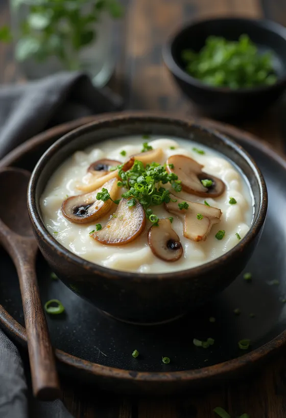 Chawanmushi tojás nélkül, friss korianderrel tálalva