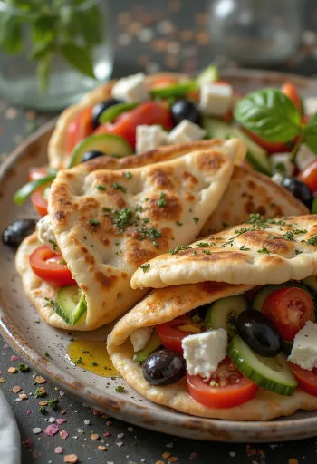 Görög saláta pita friss zöldségekkel és feta sajttal