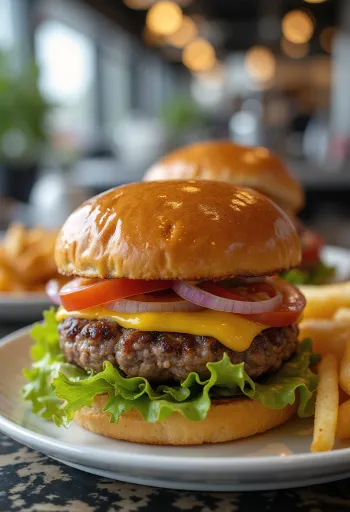 Klasszikus hamburger tálalva