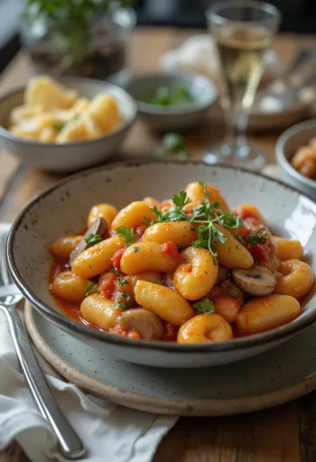 Zöldséges gnocchi tálalva