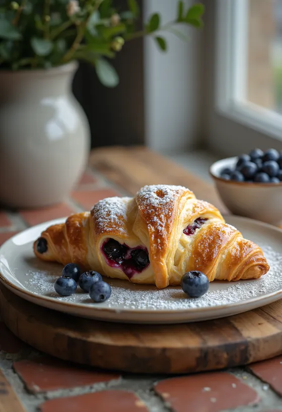Áfonyás croissant tálalva