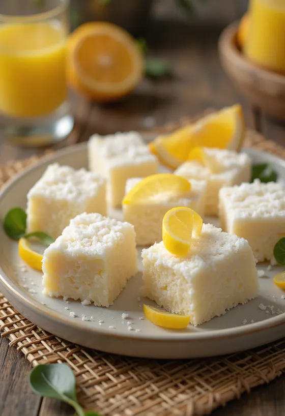 Kókuszos Barfi, mandulával és sáfrányos ízzel tálalva