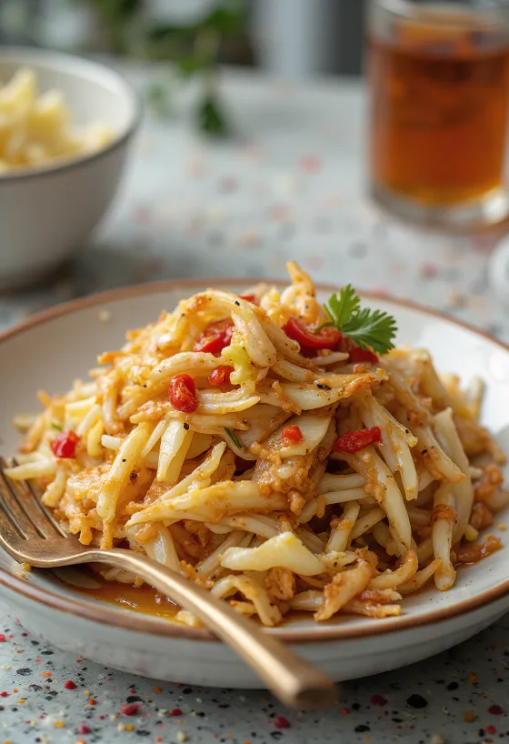 BBQ grillezett csípős káposztasaláta tálalva