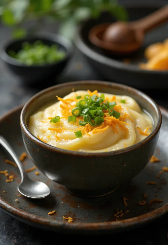 Chawanmushi narancshéjjal tálalva, szezámmaggal és friss zöldhagymával
