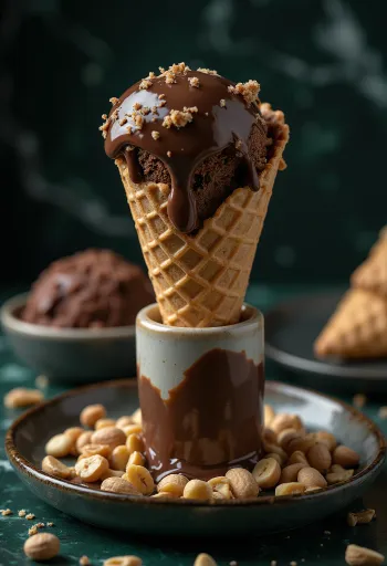 Drumstick Chocolate Fudge tölcséres fagylalt tálalva