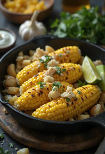 Elote fokhagymával – friss kukorica fokhagymás majonézzel, sajttal és tejföllel tálalva