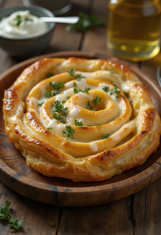 Grillezett csirkés burek tálalva