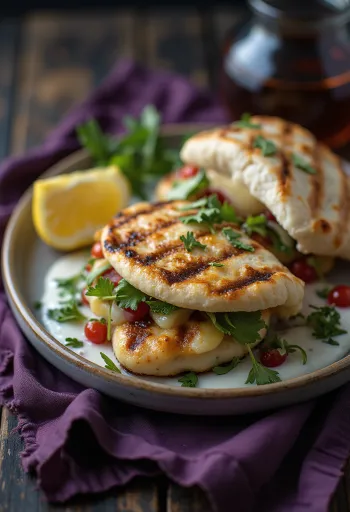 Halloumi pita grillezett sajttal és friss zöldségekkel