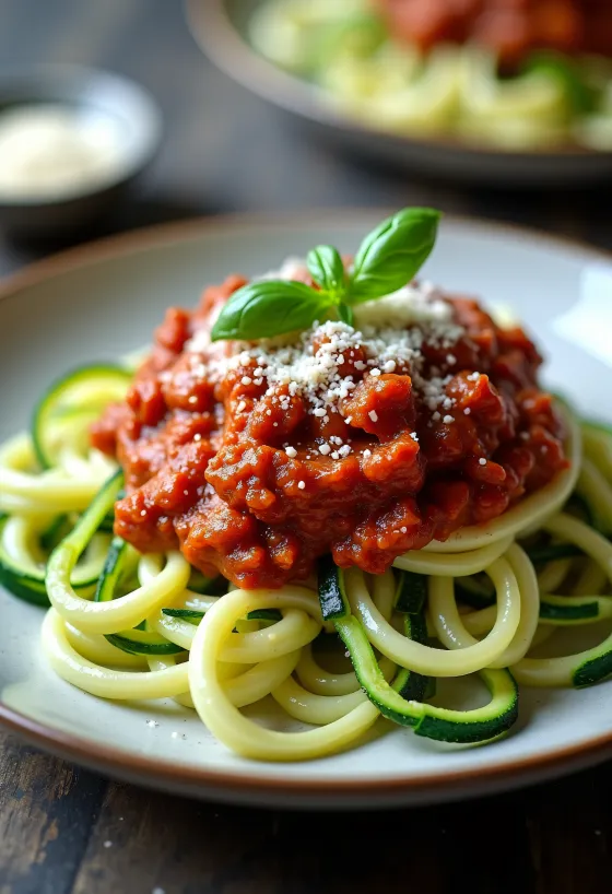 Cukkini spagetti bolognai raguval
