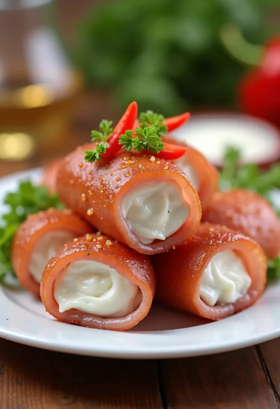 Keto sonkatekercs tormakrémmel