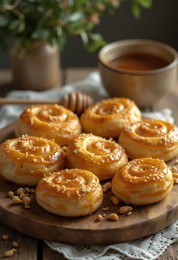 Mézes-mogyorós burek tálalva