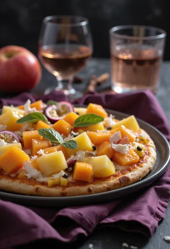 Frissen sült trópusi gyümölcsös pizza