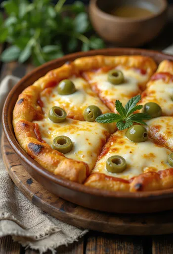 Pizza Argentina vastag tésztával, mozzarellával és paradicsomszósszal