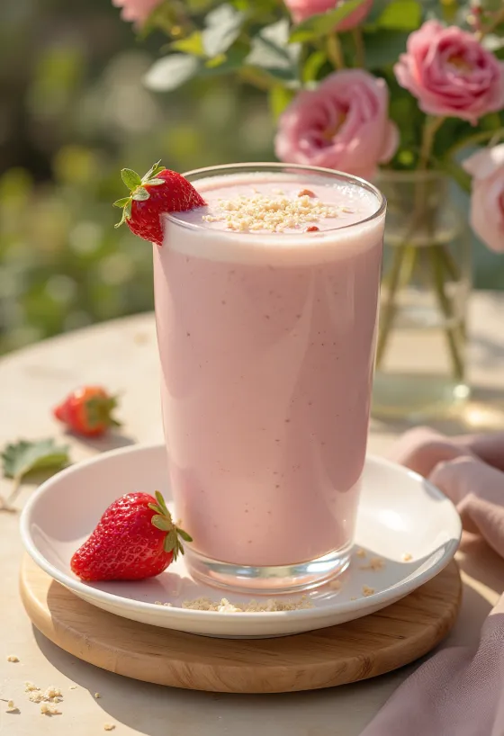Probiotikus kókusz-epres kefir, frissen tálalva