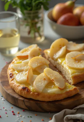 Sült körtés-brie sajtos focaccia tálalva