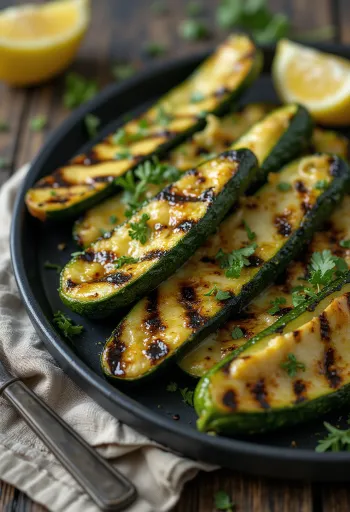 BBQ grillezett cukkini tálalva