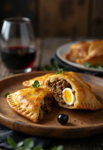 Chilenai empanada de pino tálalva, aranybarna színben