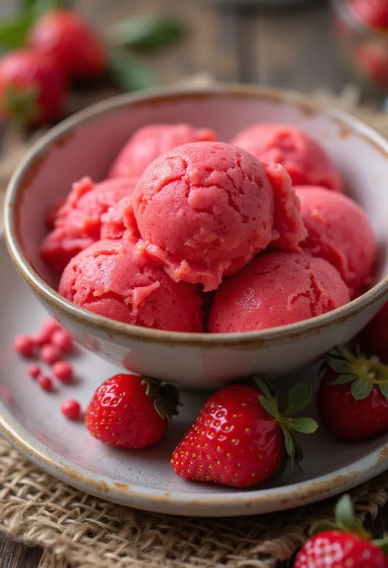 Epres sorbet házi készítésű frissítő desszert