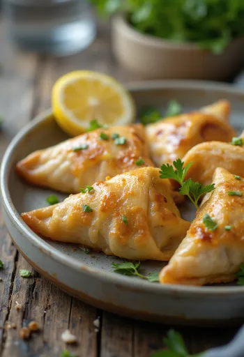 Grillezett csirkés samosa tálalva