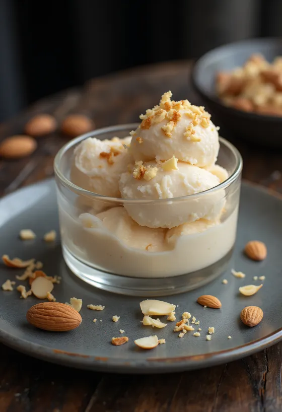 Mandulalikőrös parfé tálalva