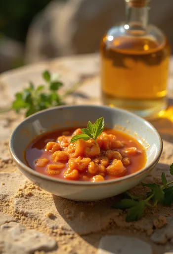 Mézes kapros tequilás chili szósz tálalva