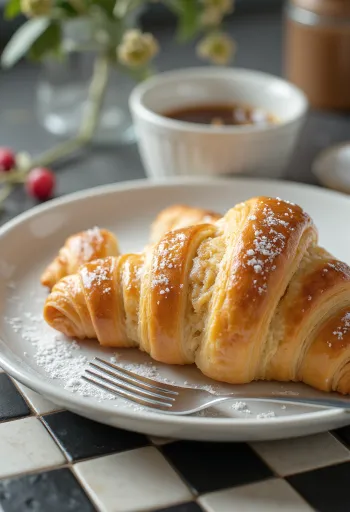 Frissen sült szív alakú croissant